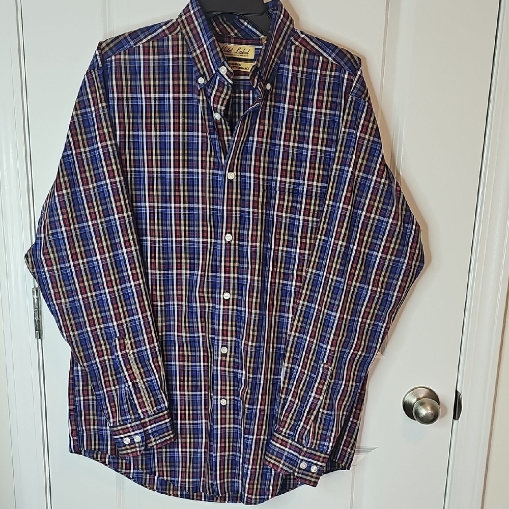 Gold Label Men's Classic Plaid Button-Down‎ Shirt Size M